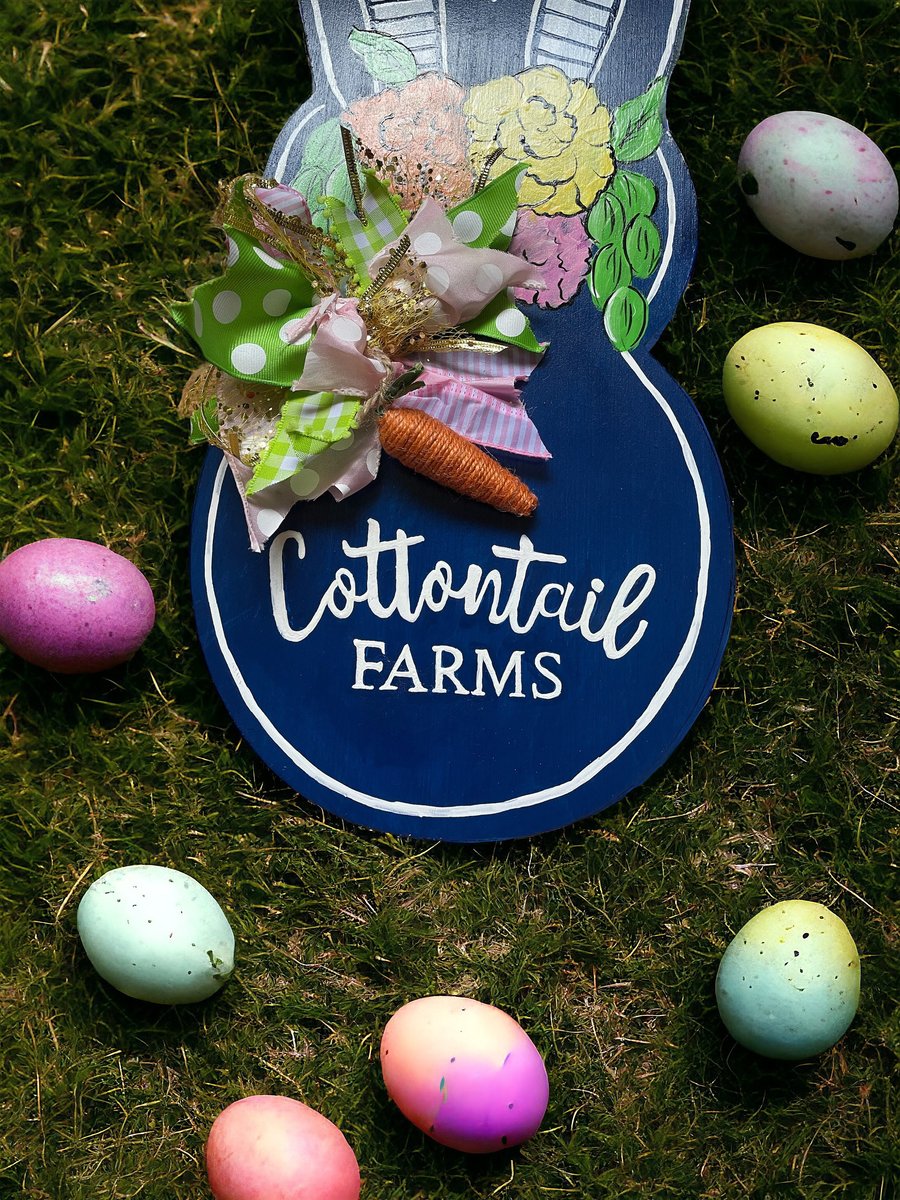 Cottontail Farms Easter Spring Bunny Wooden Door Hanger Sign