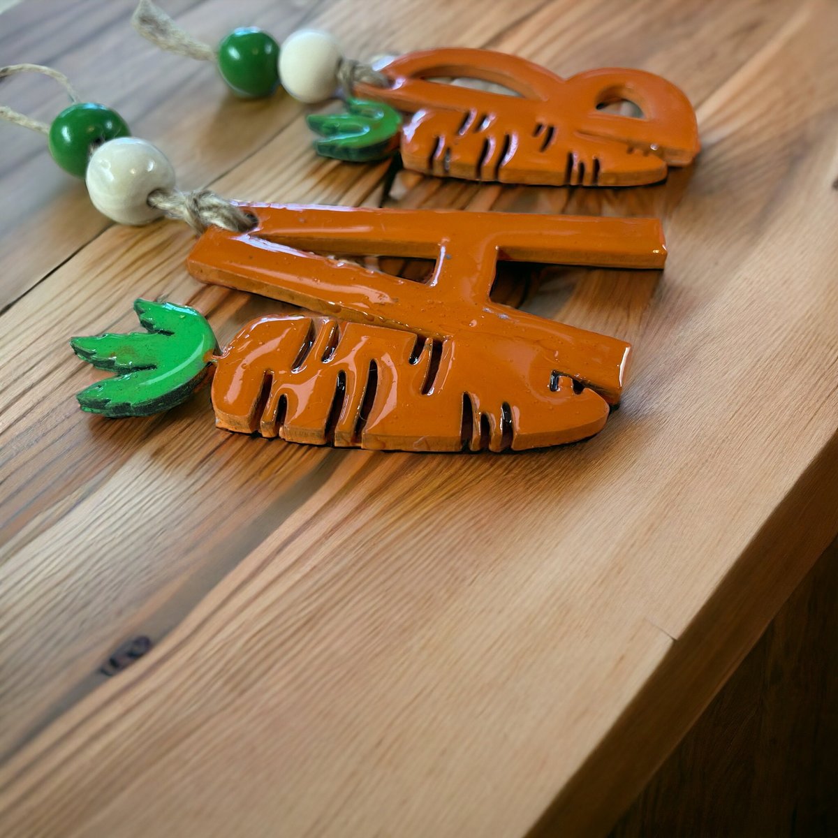 Carrot Initial Wooden Resin Coated Custom Basket Ornament Tag