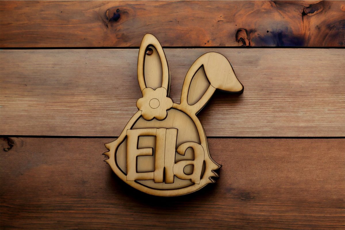 Custom Name Bunny Face Basket Ornament Tag