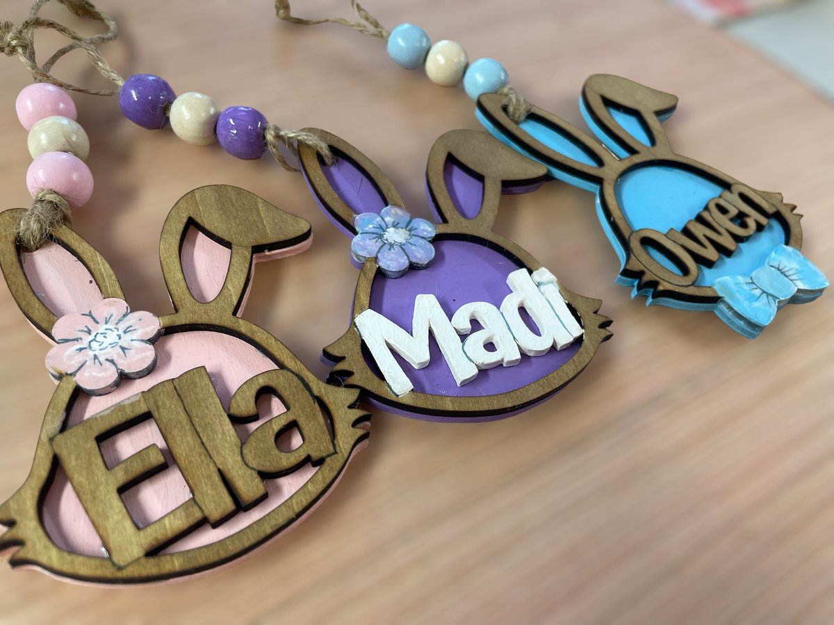 Custom Name Bunny Face Basket Ornament Tag