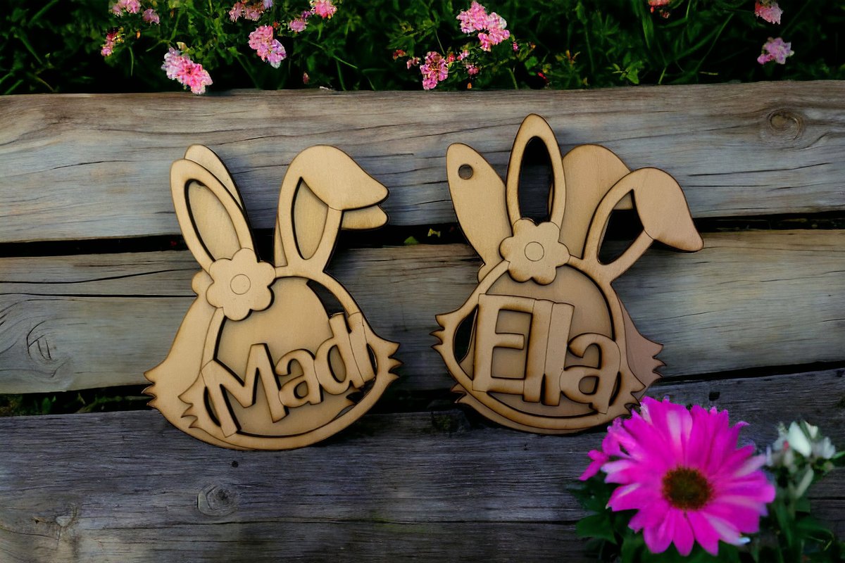 Custom Name Bunny Face Basket Ornament Tag