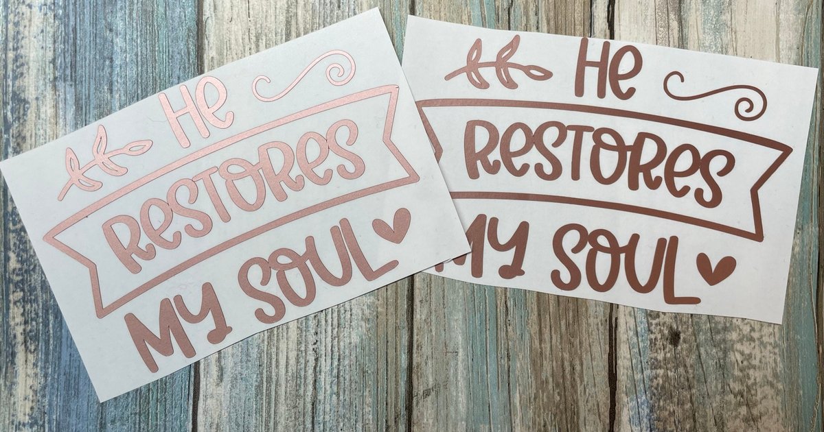 He Restores My Soul Rose Gold Vinyl Custom Decal Laptop Cup Auto Window