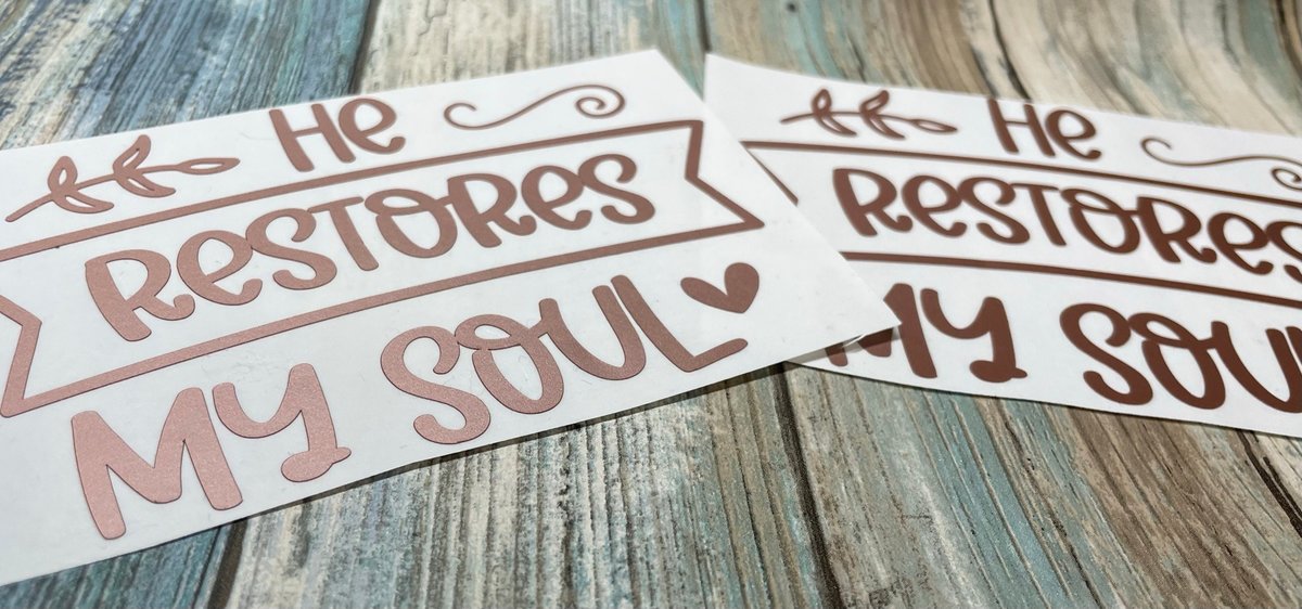 He Restores My Soul Rose Gold Vinyl Custom Decal Laptop Cup Auto Window