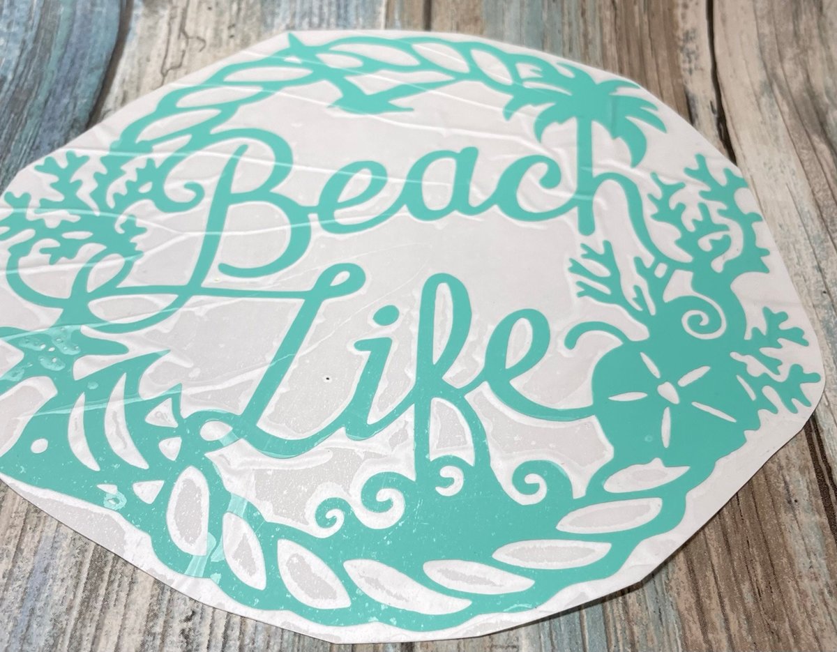 Beach Life Palm Tree Star Fish Teal Vinyl Custom Decal Laptop Cup Auto Window