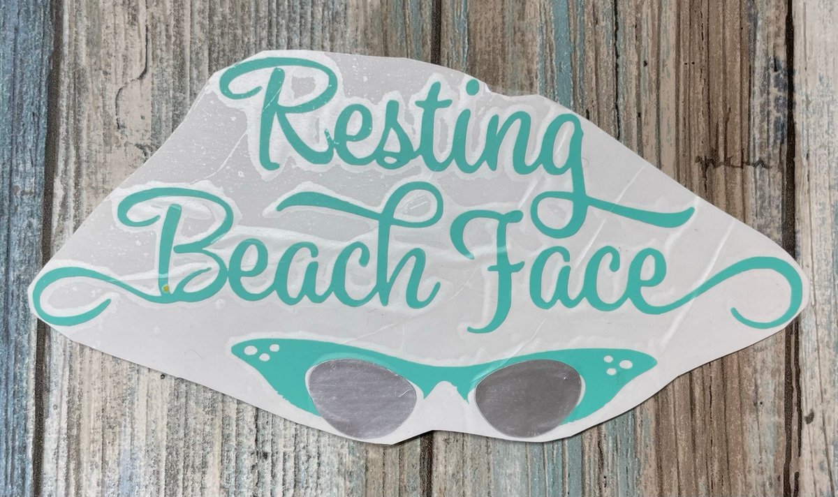 Resting Beach Face Sunglasses Teal Vinyl Custom Decal Laptop Cup Auto Window
