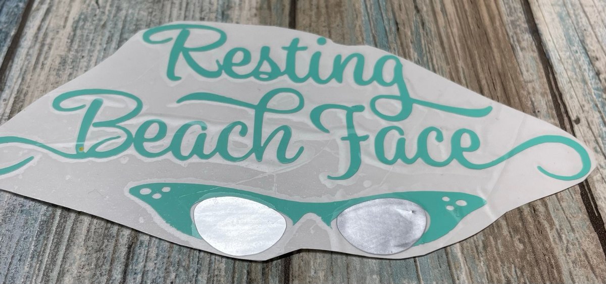 Resting Beach Face Sunglasses Teal Vinyl Custom Decal Laptop Cup Auto Window