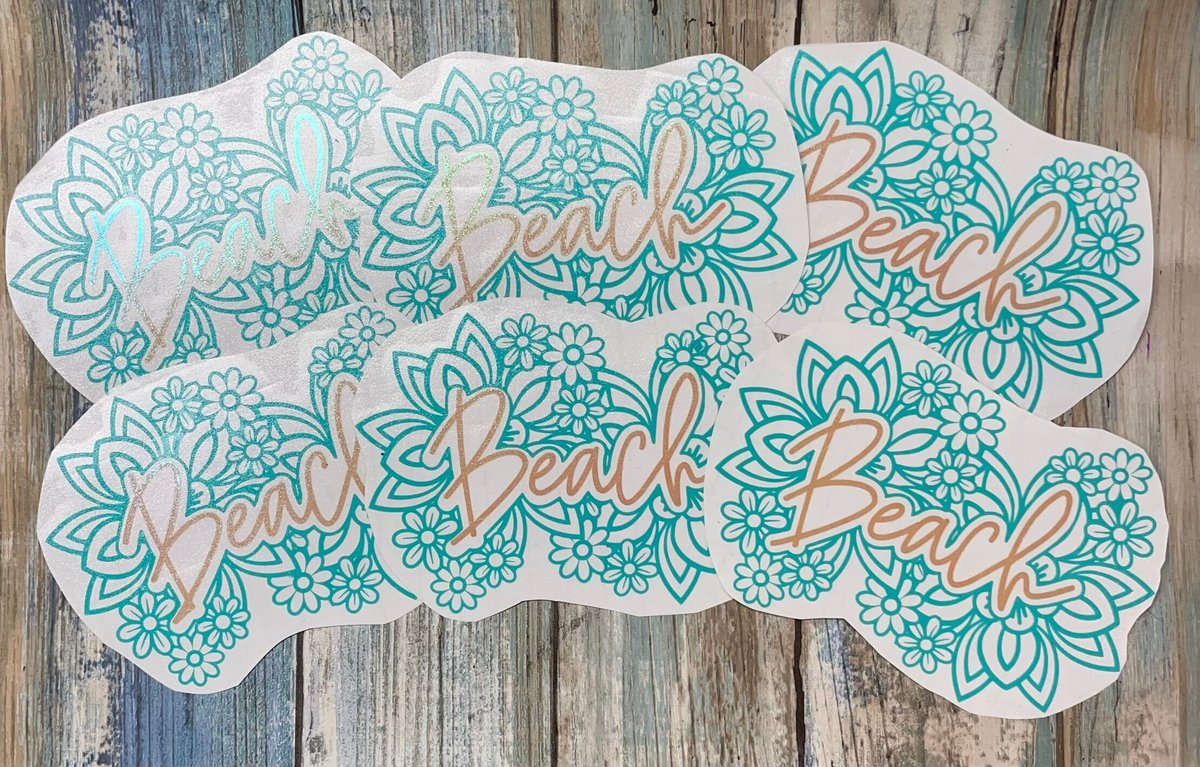 Beach Floral Vinyl Teal and Shimmer Coral Vinyl Custom Decal Laptop Cup Auto Window