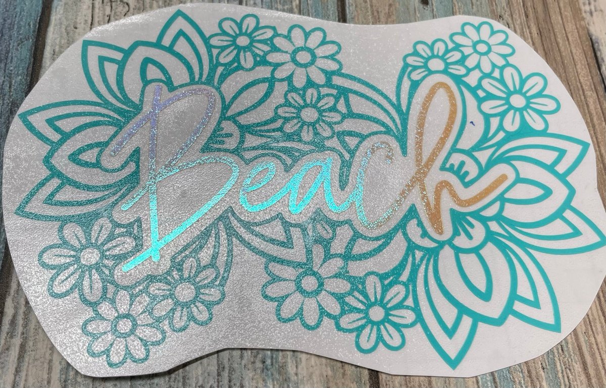 Beach Floral Vinyl Teal and Shimmer Coral Vinyl Custom Decal Laptop Cup Auto Window