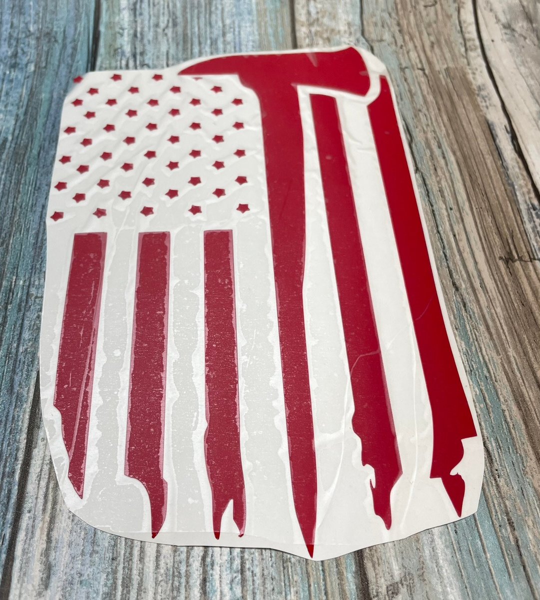 Fireman Ax Flag Red Vinyl Custom Decal Laptop Cup Auto Window
