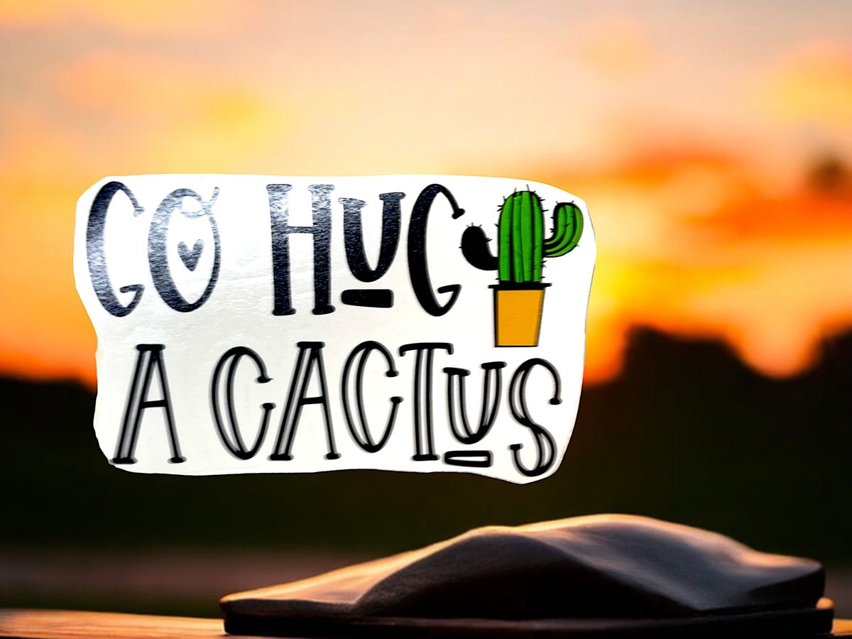 Go Hug A Cactus Custom Decal Laptop Cup Auto Window Sarcasm
