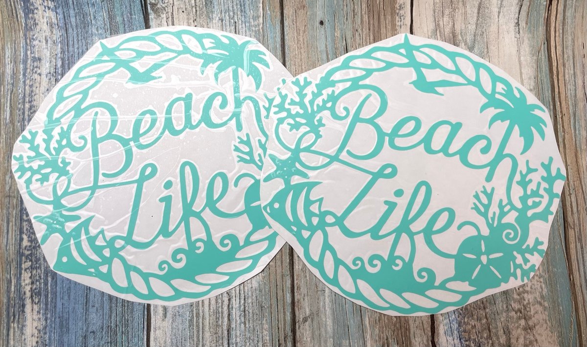 Beach Life Palm Tree Star Fish Teal Vinyl Custom Decal Laptop Cup Auto Window