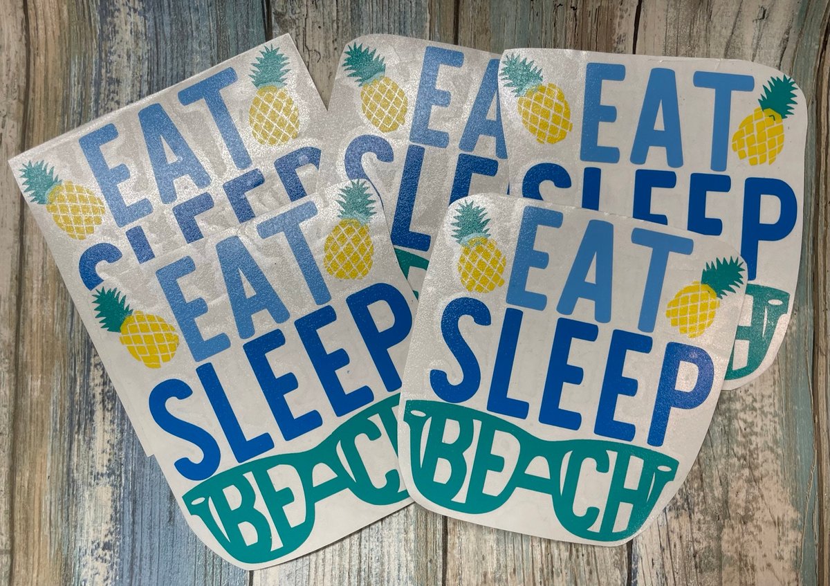 Eat Sleep Beach Pineapple Sunglasses Vinyl Custom Decal Laptop Cup Auto Window