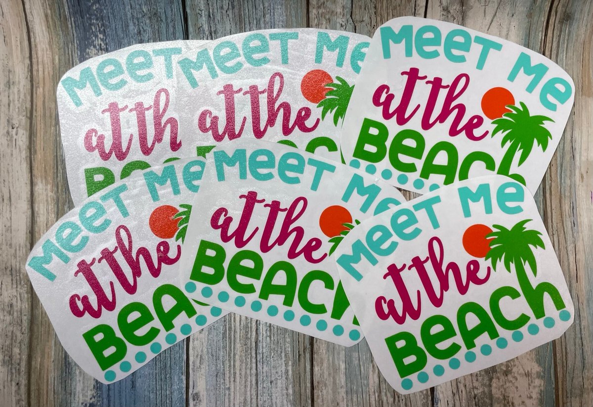 Meet Me at the Beach Palm Tree Vinyl Custom Decal Laptop Cup Auto Window