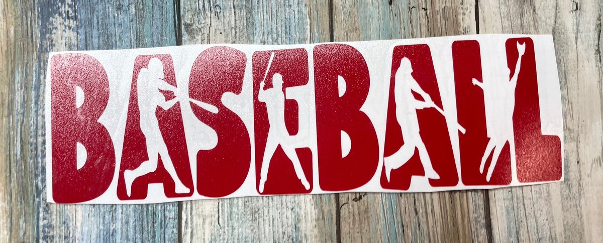 Baseball Word Design Red Vinyl Custom Decal Laptop Cup Auto Window