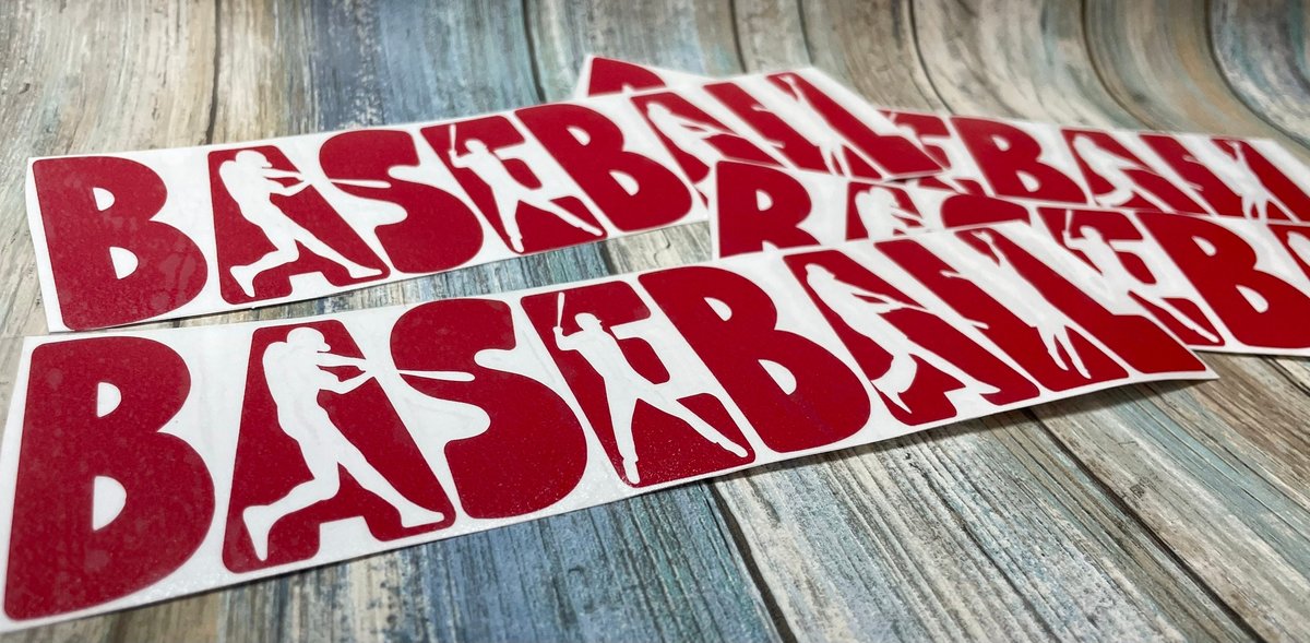 Baseball Word Design Red Vinyl Custom Decal Laptop Cup Auto Window