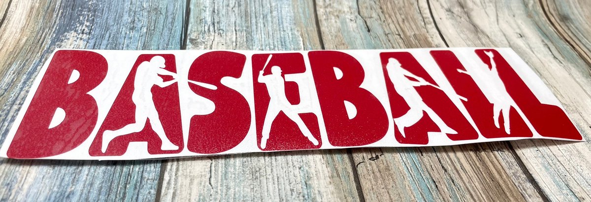 Baseball Word Design Red Vinyl Custom Decal Laptop Cup Auto Window