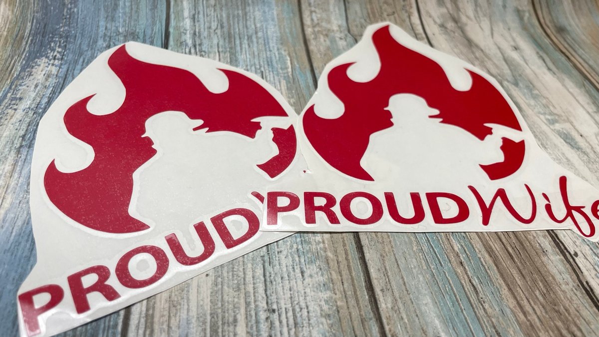 Proud Fireman Wife Red Vinyl Custom Decal Laptop Cup Auto Window