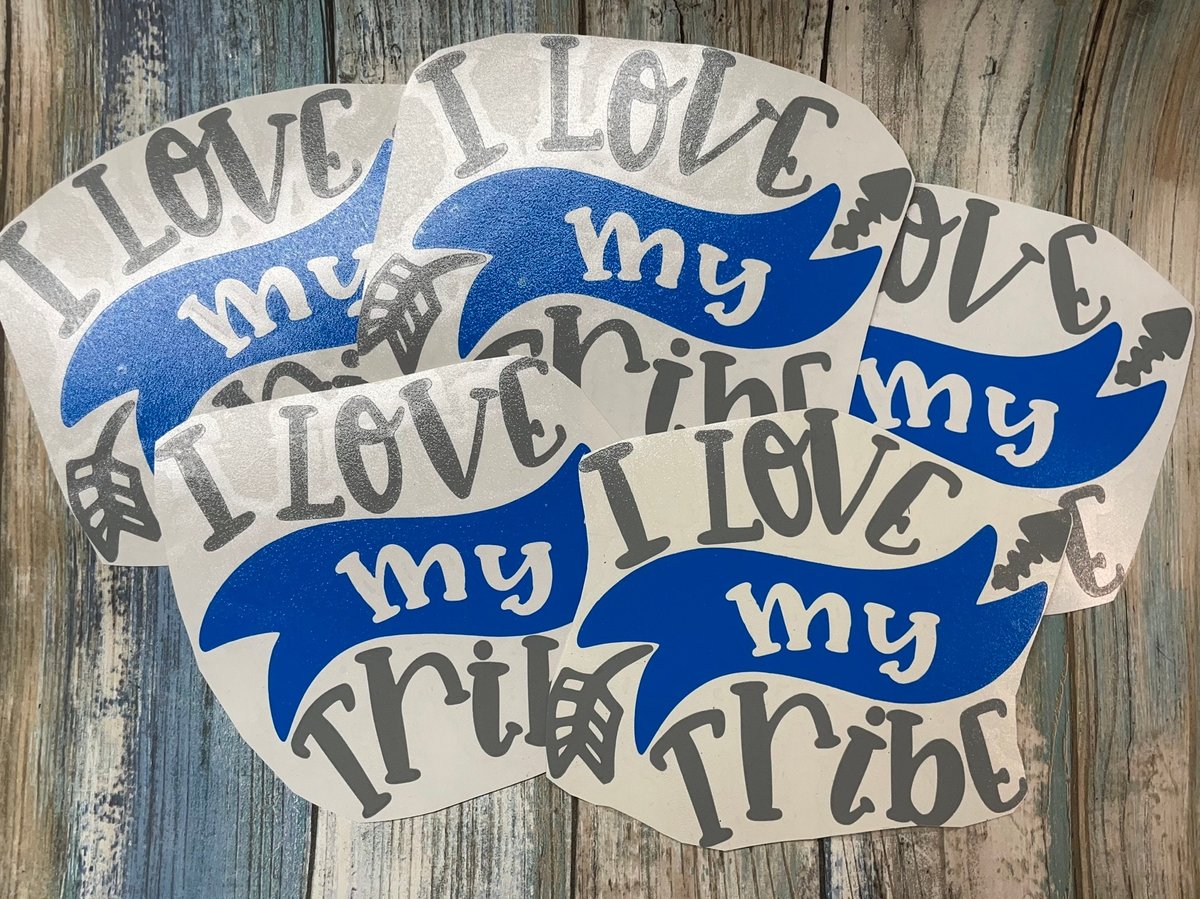 Love My Tribe Gray and Blue Vinyl Custom Decal Laptop Cup Auto Window