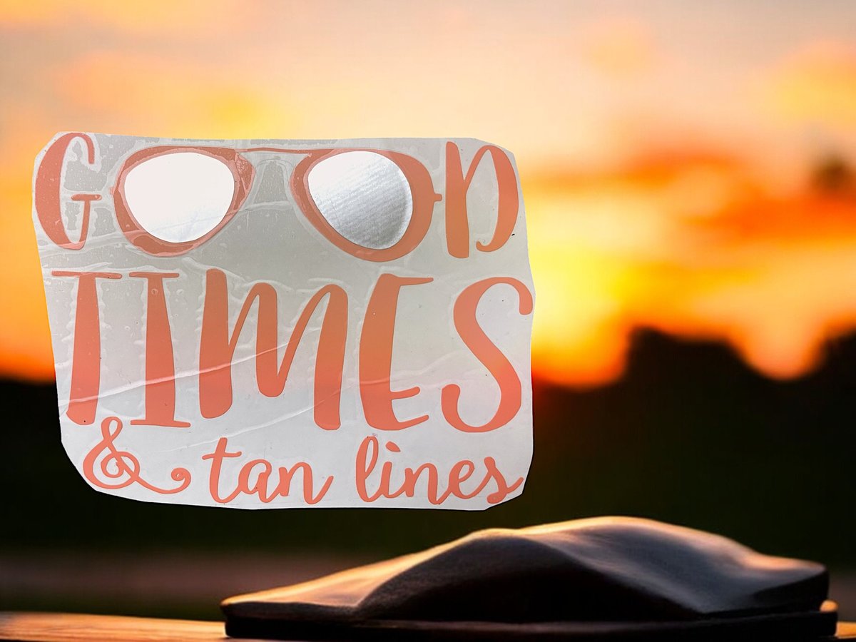 Good Times & Tan Lines Coral and Silver Vinyl Custom Decal Laptop Cup Auto Window
