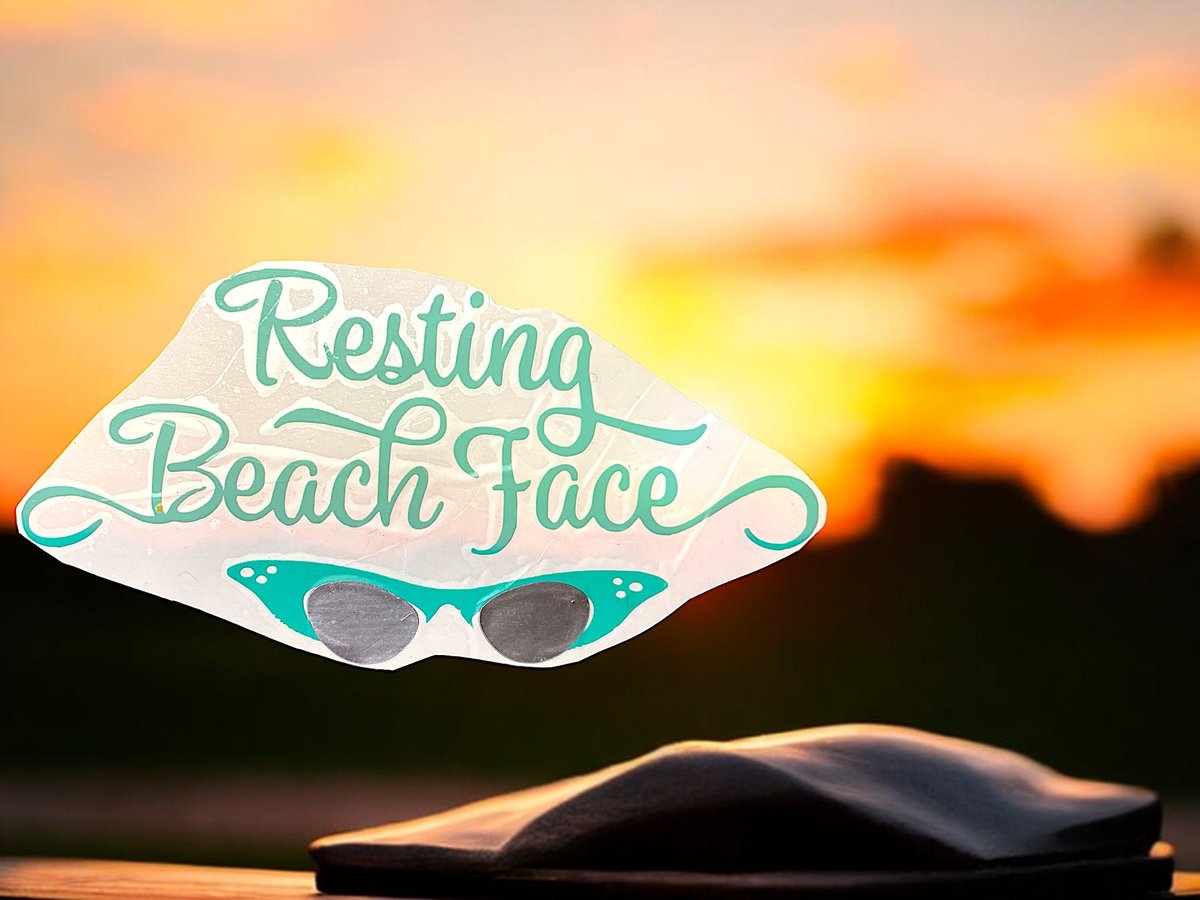 Resting Beach Face Sunglasses Teal Vinyl Custom Decal Laptop Cup Auto Window