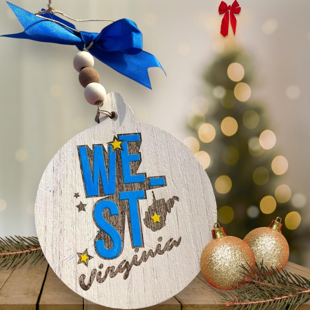 WEST Virginia State MDF Large Christmas Tree Ornament Gift