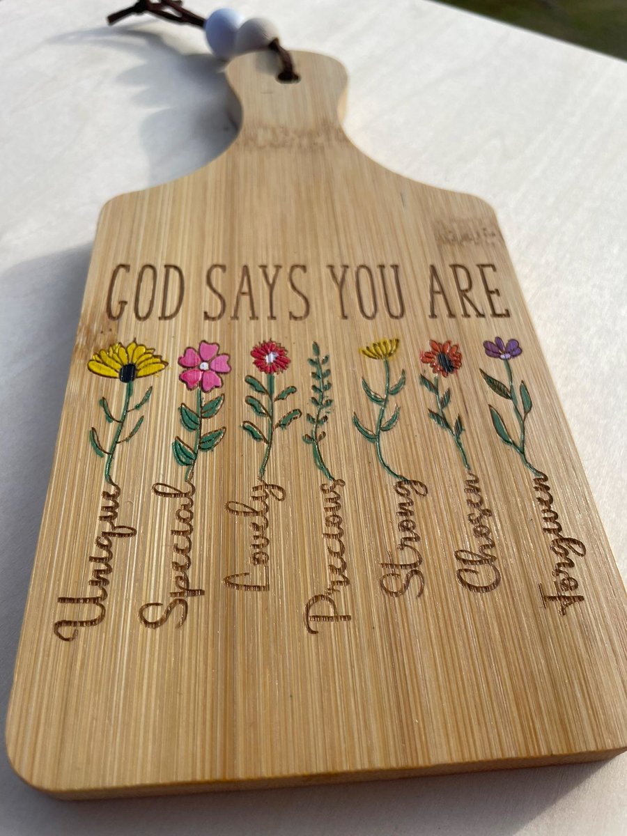 God Says You Are Ornament | Engraved Bamboo Board | Christian Home Decor | Inspirational Gift for Women | Faith Christmas Ornament