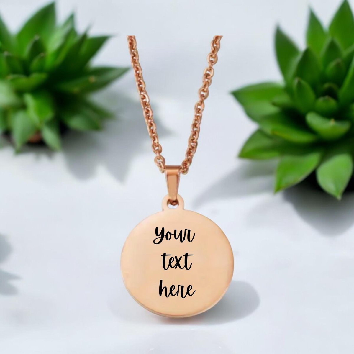 Custom Round Engraved Women's Necklace Stainless Steel Jewelry Gift for Her Daughter Mom Girlfriend Love Never Fails Boho