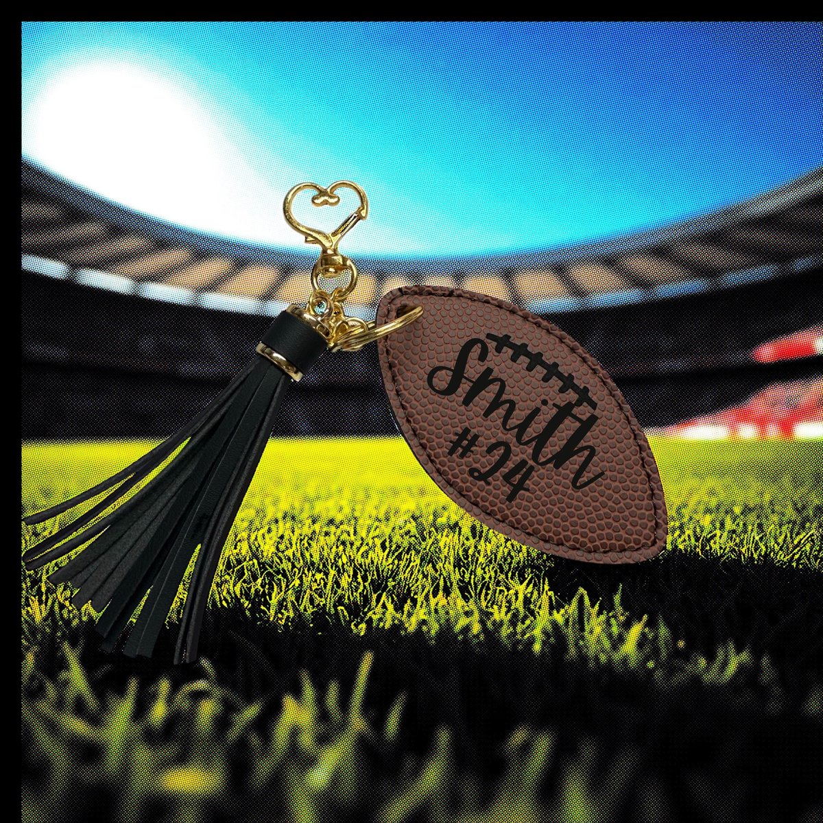 Custom Faux Leather Team Football name keychain, Backpack Tags, Football Bag Tag, Sports team gifts
