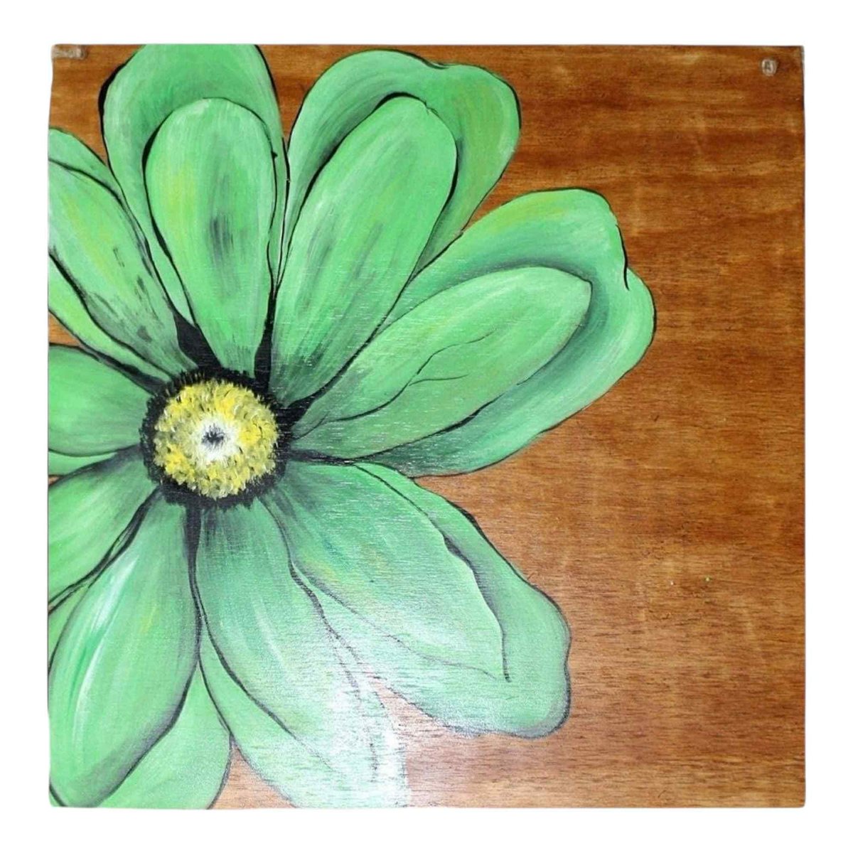 Green Flower Large Wooden Wall Decor
