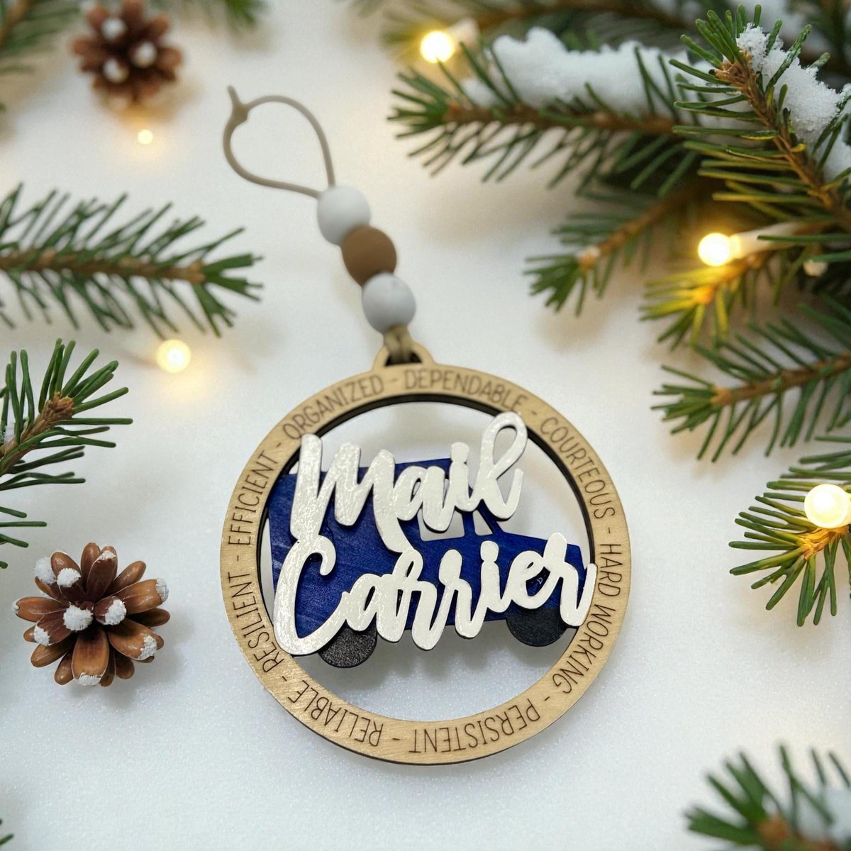 Hand-Painted Wooden Mail Carrier Christmas Ornament – USPS Gift