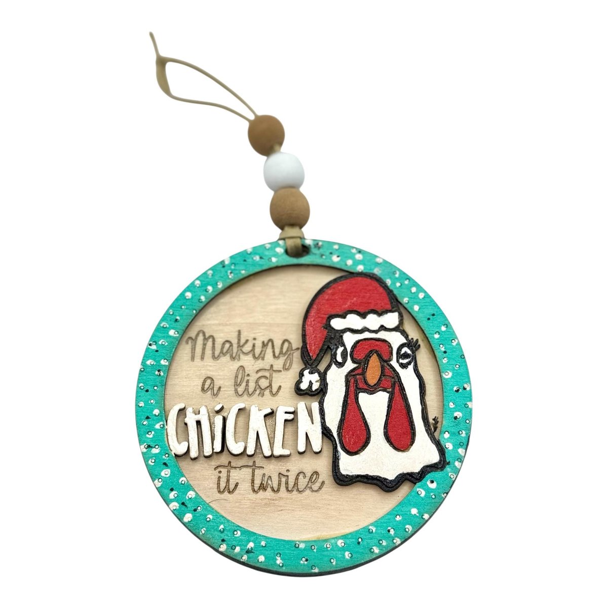 Funny Chicken Christmas Ornaments “Making a List, Chicken It Twice” Farmhouse Holiday Decor | Santa Chicken | Gift for Chicken Lovers