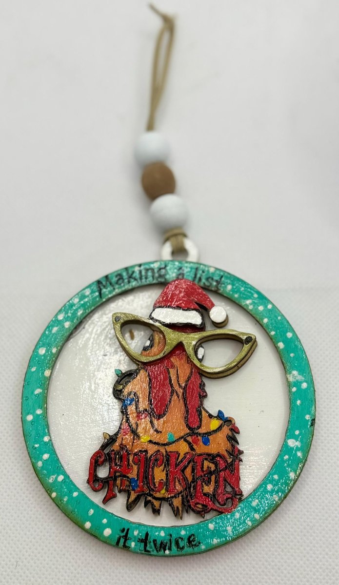 Funny Chicken Christmas Ornaments “Making a List, Chicken It Twice” Farmhouse Holiday Decor | Santa Chicken | Gift for Chicken Lovers