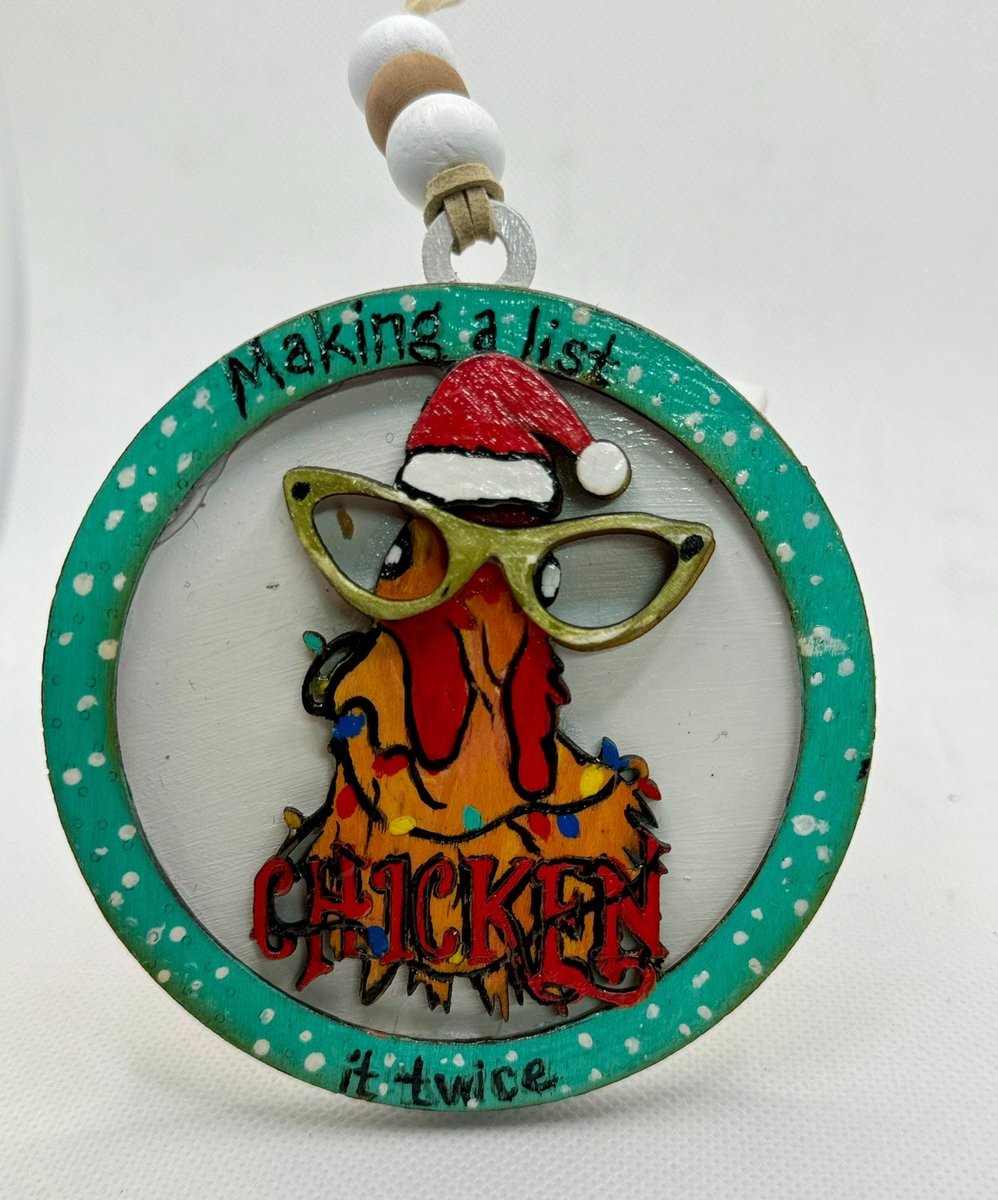 Funny Chicken Christmas Ornaments “Making a List, Chicken It Twice” Farmhouse Holiday Decor | Santa Chicken | Gift for Chicken Lovers