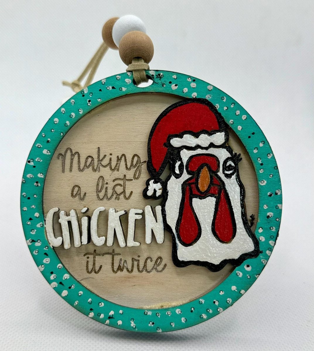 Funny Chicken Christmas Ornaments “Making a List, Chicken It Twice” Farmhouse Holiday Decor | Santa Chicken | Gift for Chicken Lovers