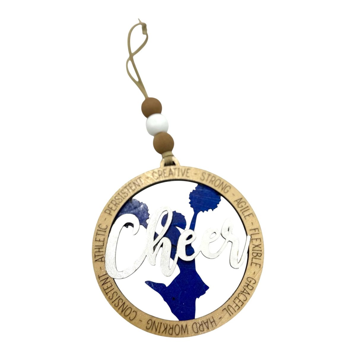 Cheerleader Christmas Ornament – Hand-Painted Wooden Cheer Ornament | Cheer Team Gift | Cheer Coach or Athlete Holiday Decor
