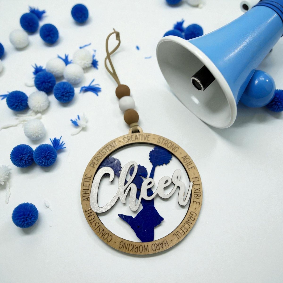 Cheerleader Christmas Ornament – Hand-Painted Wooden Cheer Ornament | Cheer Team Gift | Cheer Coach or Athlete Holiday Decor