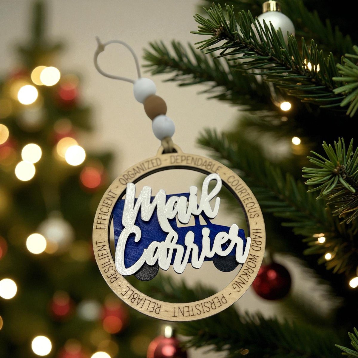 Hand-Painted Wooden Mail Carrier Christmas Ornament – USPS Gift