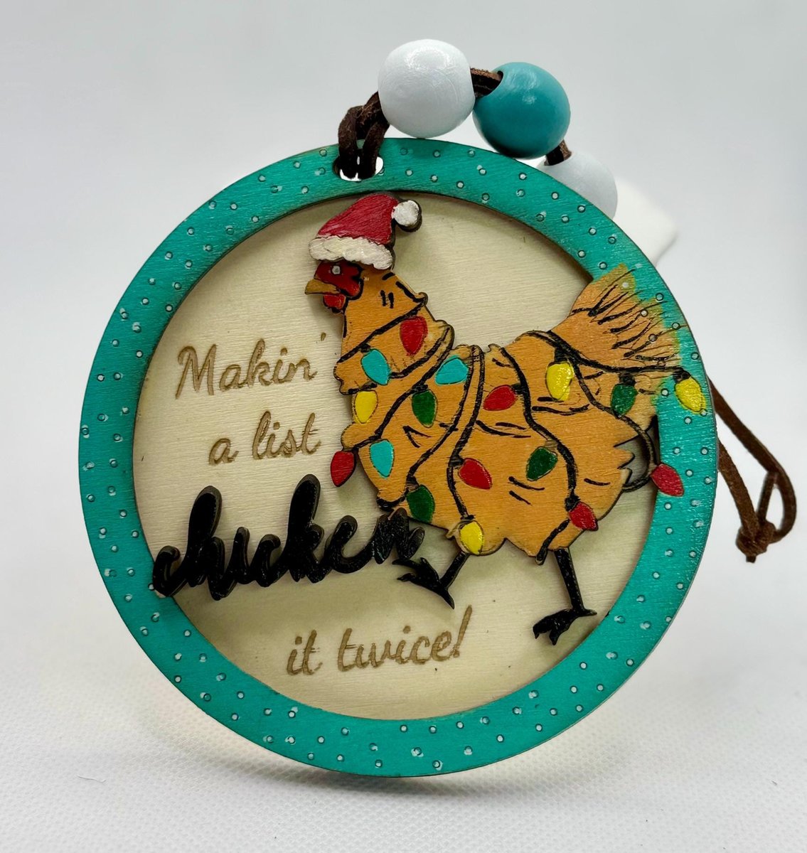 Funny Chicken Christmas Ornaments “Making a List, Chicken It Twice” Farmhouse Holiday Decor | Santa Chicken | Gift for Chicken Lovers