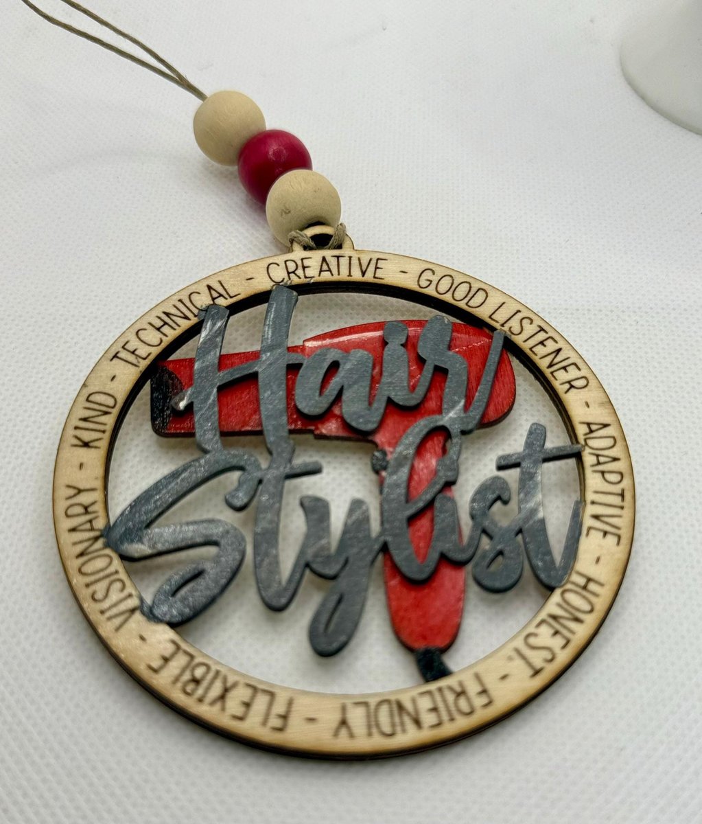 Hair Stylist Ornament – Hairdresser Christmas Ornament | Salon Gift for Hairstylist | Hair Dryer Ornament | Cosmetologist Gift | Salon Decor