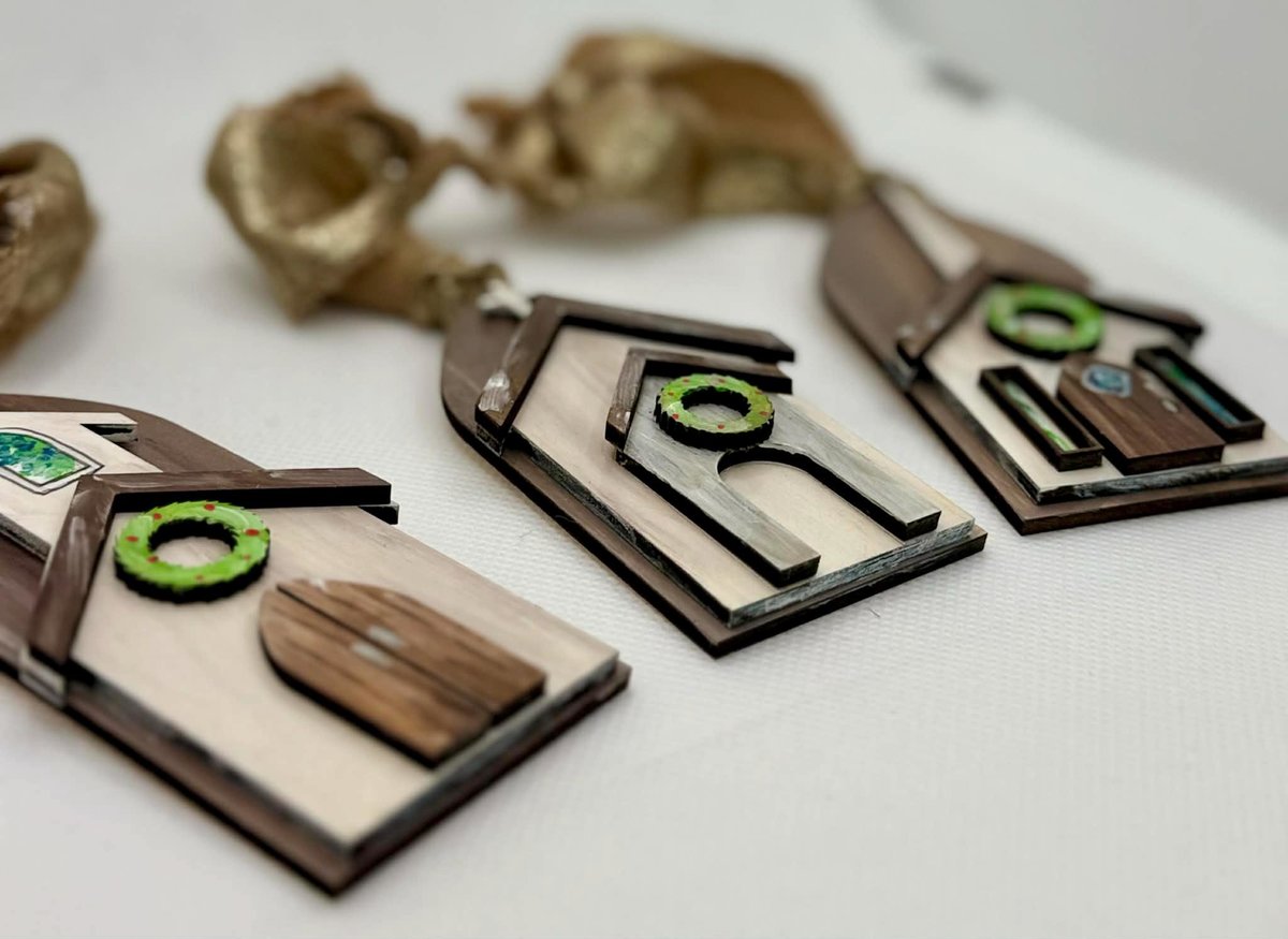 Rustic Church Christmas Ornament | Handmade Church Decor, Farmhouse Holiday | Stained Glass Window | Christian Gift | Religious Tree Decor