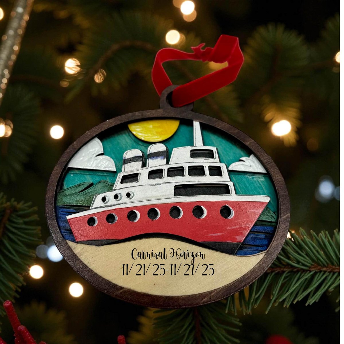 Cruise Ship Ornament | Beach Vacation Ornament | Wooden Cruise Christmas Ornament | Tropical Travel Keepsake | Cruise Lover| Ocean Decor