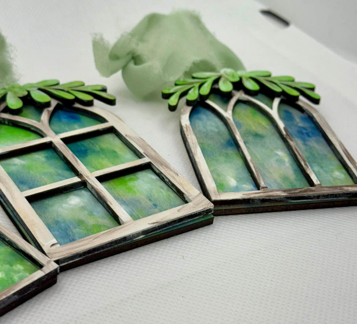 Rustic Church Christmas Ornament | Handmade Church Decor, Farmhouse Holiday | Stained Glass Window | Christian Gift | Religious Tree Decor