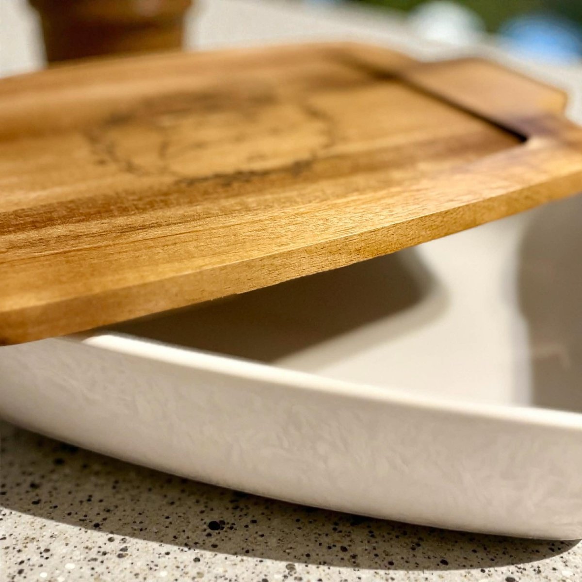 Ceramic Casserole Dish with Engraved Wooden Lid | Rustic Baking Dish | Scripture Casserole Dish | Housewarming & Wedding Gift