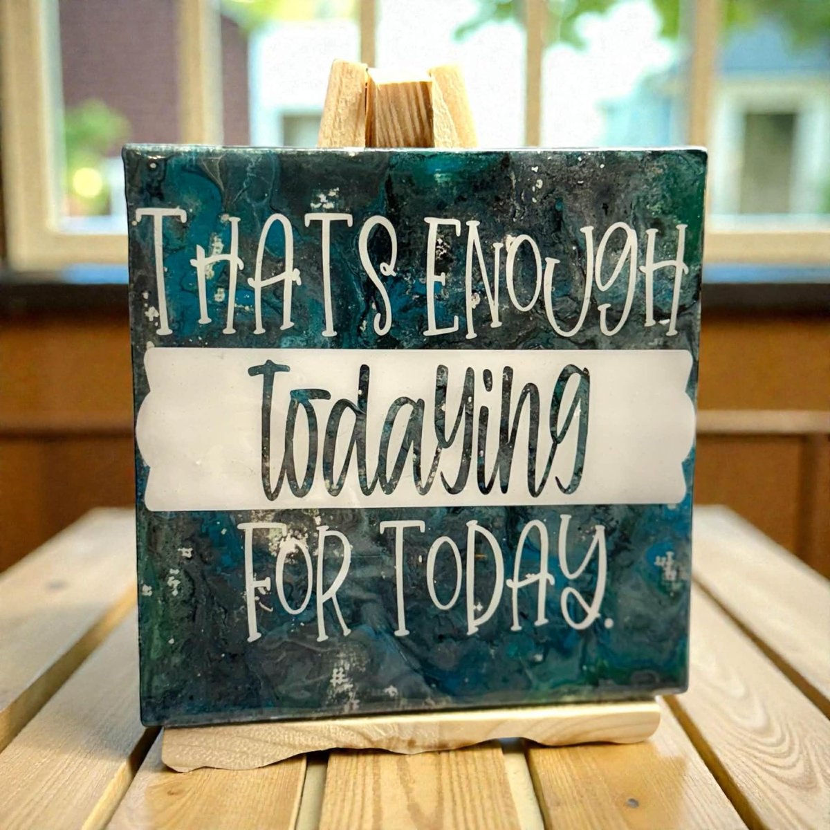 Flow Art Mini Canvas Painting on Easel – “That’s Enough Adulting for Today”