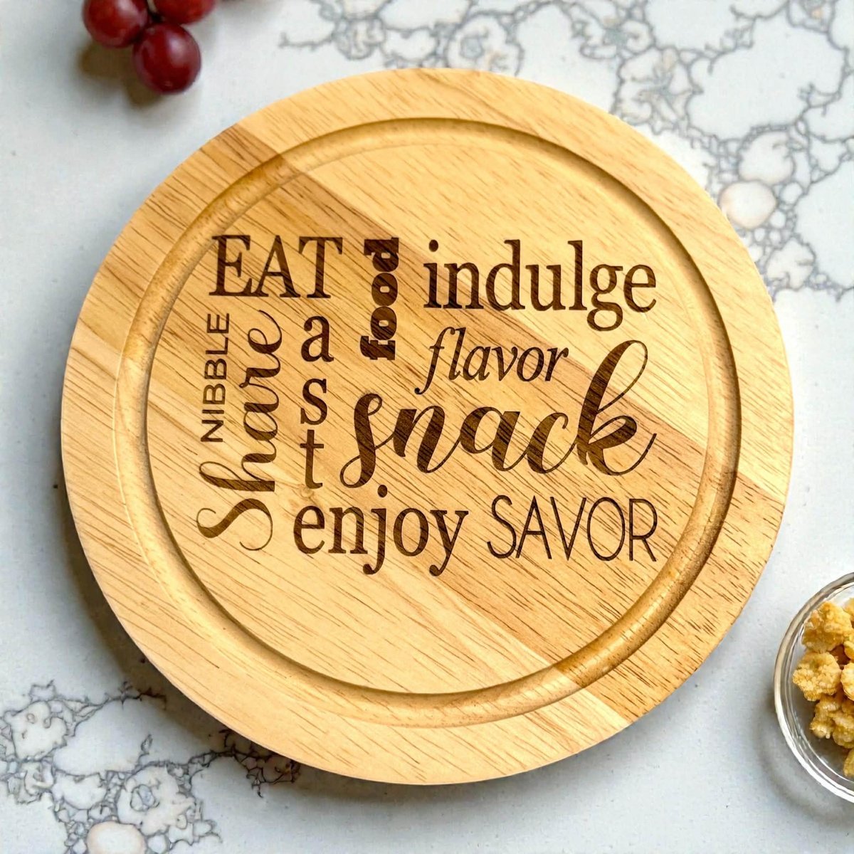 Personalized Engraved Cheese Board with Tools | Round Charcuterie Board Tray | Bamboo Cheese Board Gift | Housewarming Serving Board