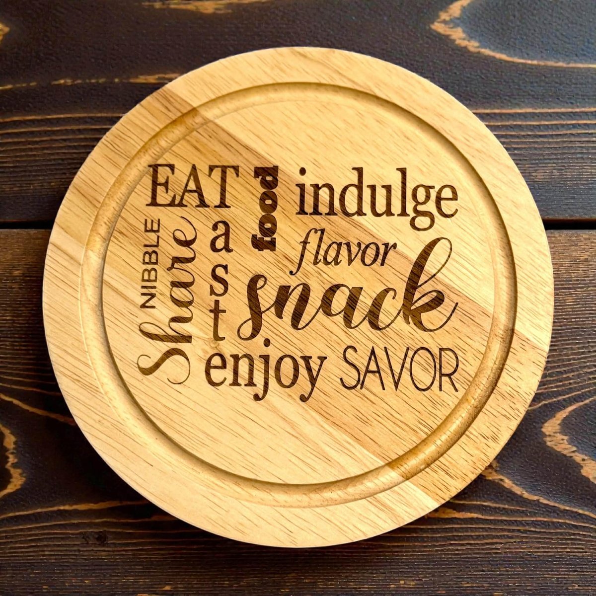 Personalized Engraved Cheese Board with Tools | Round Charcuterie Board Tray | Bamboo Cheese Board Gift | Housewarming Serving Board