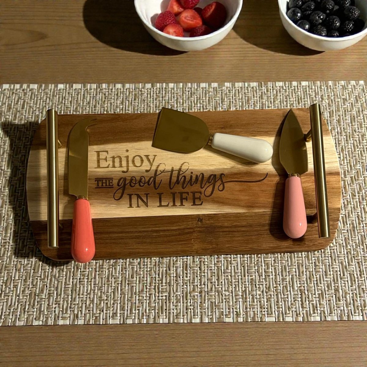 Engraved Charcuterie Board with Cheese Knives | Wooden Serving Tray | Cheese Board Gift Set | Housewarming & Wedding Gift
