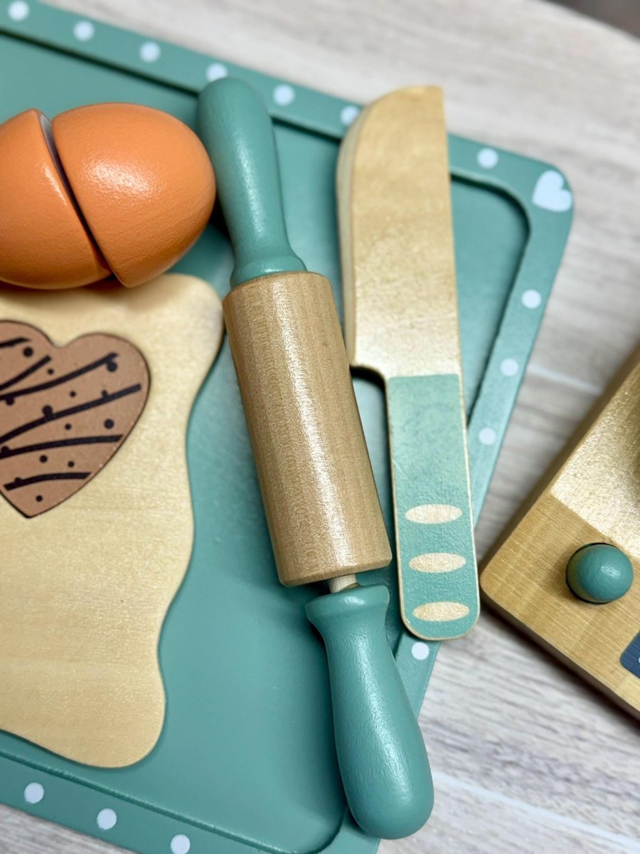 Personalized Wooden Cookie Baking Set for Kids | Custom Name Baking Tray | Montessori Pretend Play Toy | Wooden Baking Set Gift for Toddlers