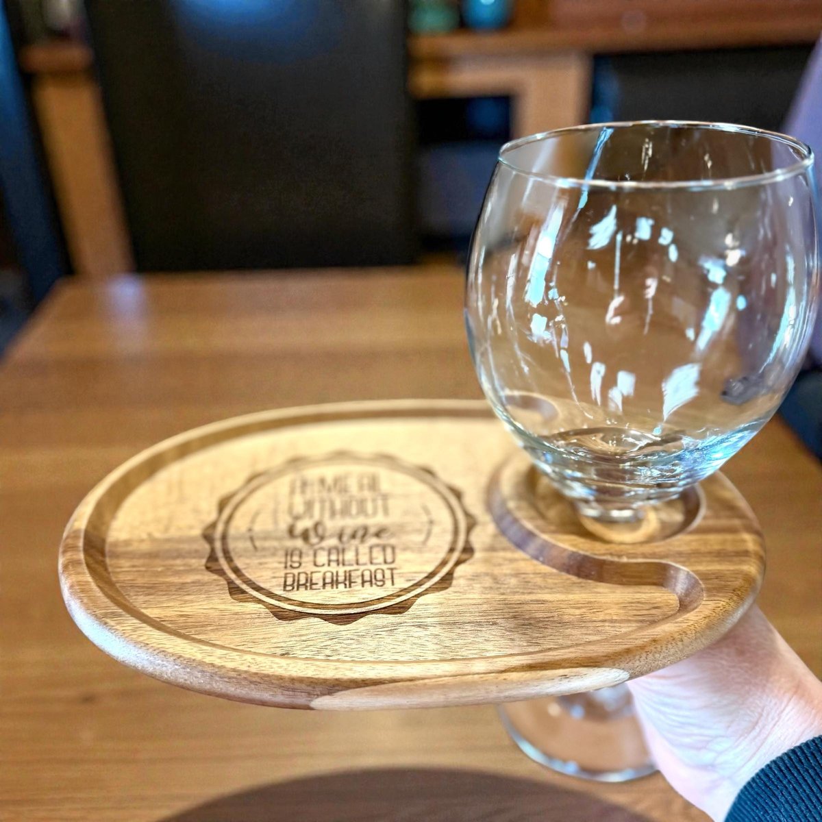Engraved Wooden Wine Glass Holder | Wine Tasting Tray | Stemware Holder with Funny Quote | Wine Lover Gift