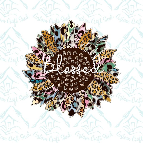 Blessed Multi Color Sunflower/Digital Designs/Sublimation/Leopard print/PNG/